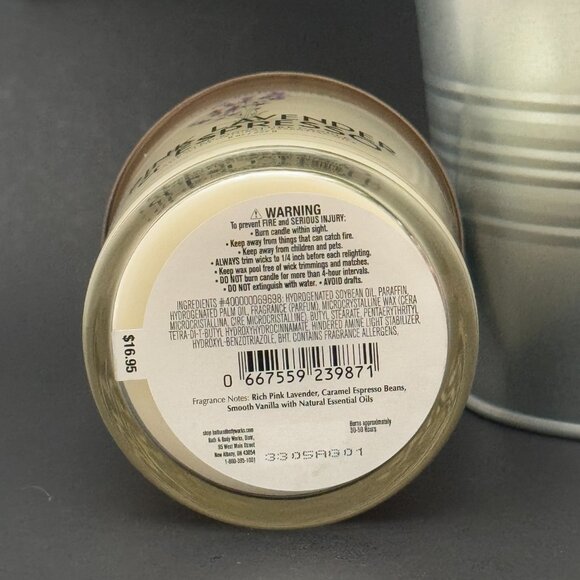 BBW Pink Lavender & Espresso Bath & Body Works Single Wick Candle - Picture 9 of 10